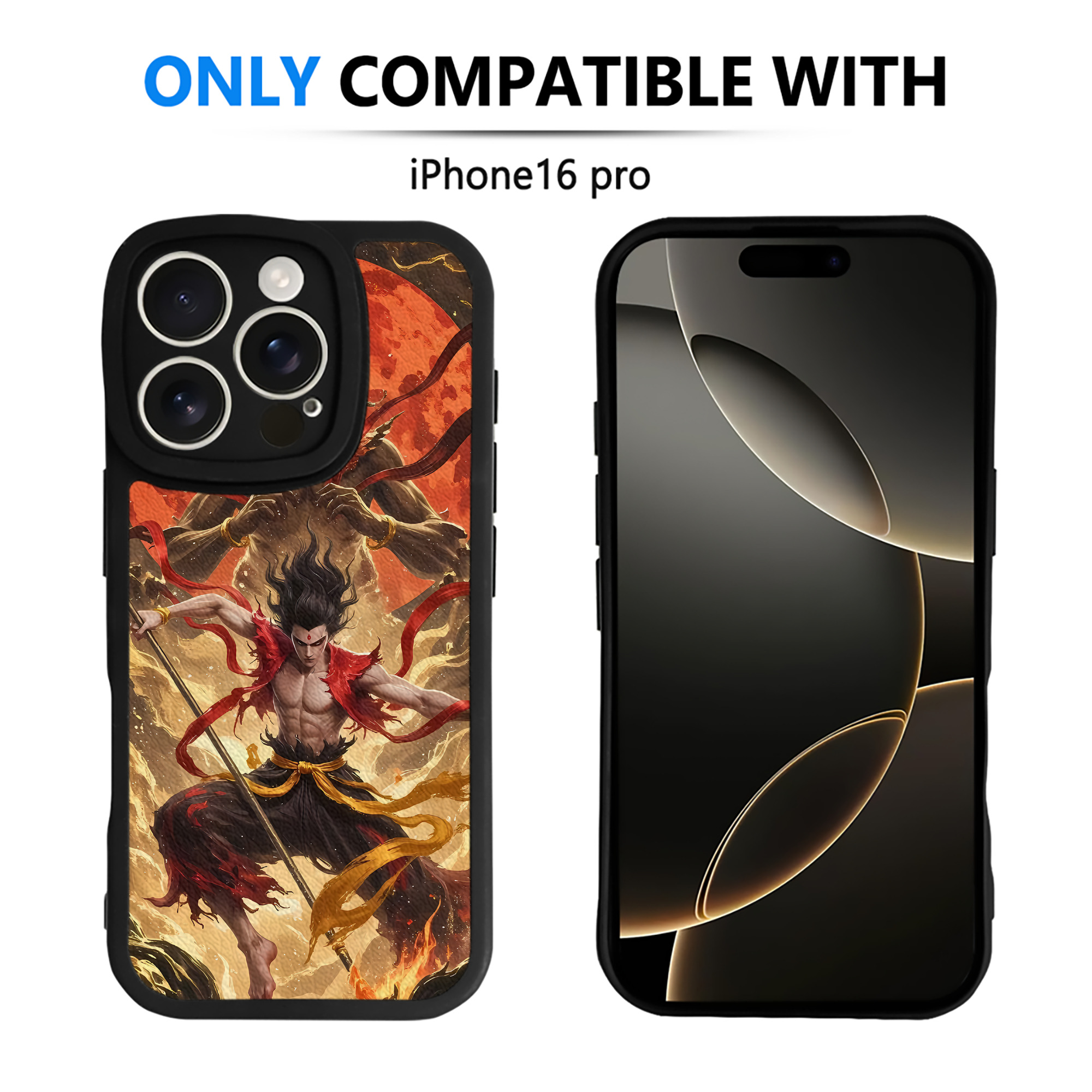（画像用） Ne Zha 2 ナタ 魔童の大暴れ 【iPhone 16シリーズ対応】シリコンスマホケース（レザー調） 材質：シリコン
